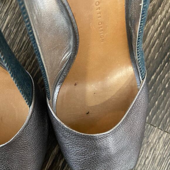Giuseppe Zandotti Women's Size 9.5 Blue Denim & Silver Koka Peep Toe High Heels - Picture 4 of 14